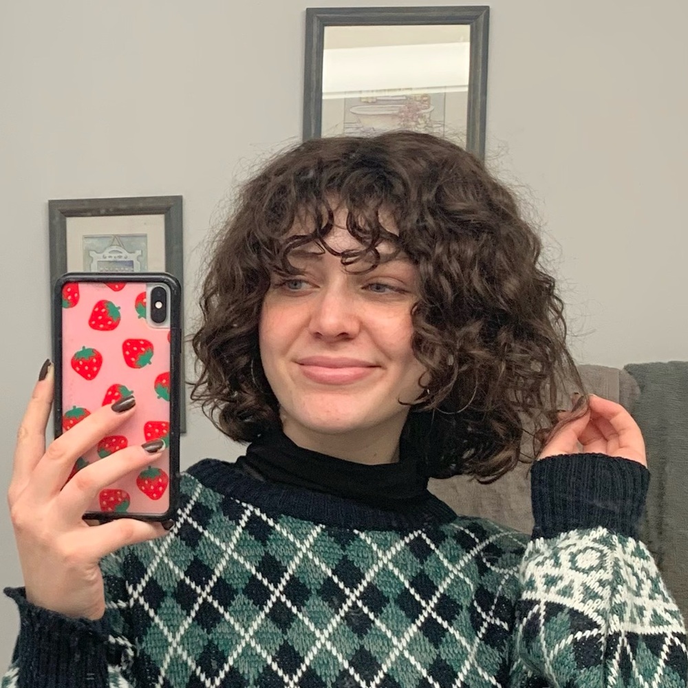 Human hair curly topper natural 2C curls wig